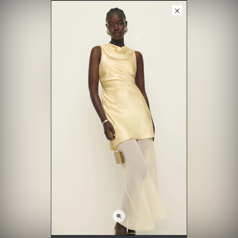 Reformation Satin High-Low Tunic in Pale Gold